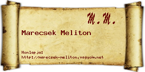 Marecsek Meliton névjegykártya